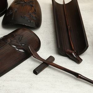 Boîte à thé en bambou de style chinois, cuillère à thé, ensemble de cérémonie du thé, boîte à thé en forme de pot en bambou, accessoires de rangement, bambou - Product Image 4