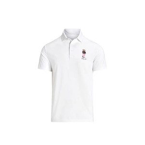 เสื้อโปโลแขนสั้นผู้ชายสไตล์ยุโรปอเมริกันลายหมีพิมพ์สีพื้นสำหรับฤดูร้อน - Product Image 5