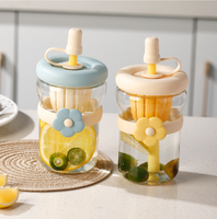 Gobelet en verre avec paille, motif floral mignon, esthétique élevée, durable, moderne, cadeau personnalisé pour tous