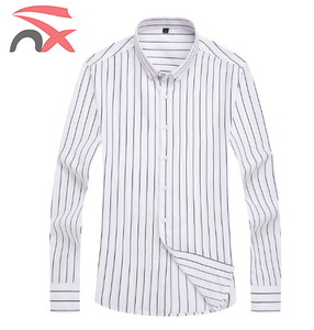 新作春秋ブレンドカジュアルシャツメンズボタン長袖ストライプシャツレギュラーフィット男性ブラウス - Product Image 5