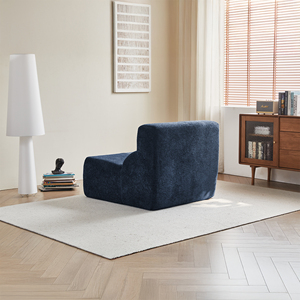 Modern Oversized Velvet One Seat <b>Sofa</b> Chair Curved Seat Design Upholstered Modular Square Armless Cushion Back <b>Sofa</b> Living Room - Product Image 4