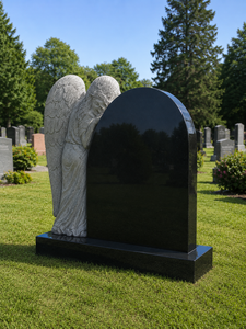 Union Stone Traditional American Carved Angel Heart Bahama Blue Granite Headstone - Product Image 6