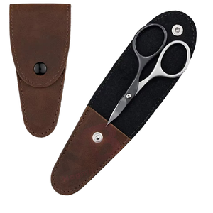 Ciseaux de manucure droits en acier inoxydable pour droitiers, outil de beauté durable avec étui en cuir, pour soins des cuticules, prix de gros - Product Image 1