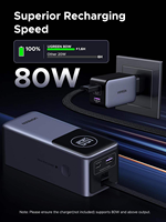 UGREEN Nexode Power Bank 20000mAh 130W avec câble USB C intégré, chargeur portable pour ordinateur portable, voyage, charge rapide 80W