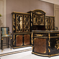 Meuble de bar antique français sculpté, table de bar, comptoir de bar, style antique, bois sculpté, bois de bouleau, luxe européen, 1 pièce
