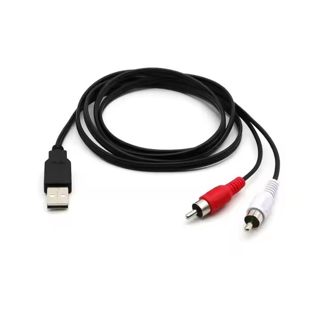 Portable USB Male to 2X RCA Phono Male AV Cable TV Aux Audio Video Adapter USB to 2RCA Video Cable Lead Consumer Electronics