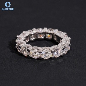 Bague Éternité en Moissanite, Taille Ronde Brillante, Sertissage Pavé, Argent 925 Plaqué Rhodium, Bague de Fiançailles pour Femme, Certifiée GRA - Product Image 3