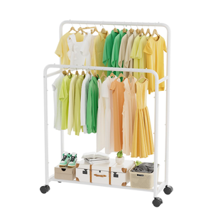 Customized Floor Standing Clothes Rack Durable Mobile Metal Clothes Drying Rack Multifunctional Clothing Dry Rack - Product Image 1