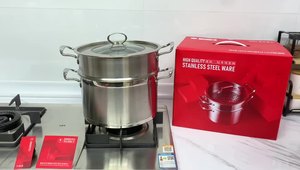 Pot à <span class=keywords><strong>soupe</strong></span> et à bouillon en acier inoxydable épais à double couche avec double fond et double oreilles à angle droit-Pot cadeau - Product Image 2