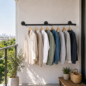 Wall Mounted Iron Clothing Rack Rectangle Shape For Bathroom Wardrobe Towel And <b>Clothes</b> <b>Storage</b> Organizer 1 Set - Product Image 2