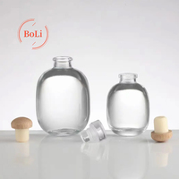 250ml 500ml Op maat gemaakte platte ronde transparante frosted glazen fles voor whisky, tequila, gin, likeur & fruitwijn