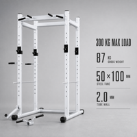 Rack de Squat Multifonctionnel et Cage de Musculation pour Salle de Sport à Domicile, Garage ou Studio de Fitness avec Barre de Traction, Station de Dips et Fixation Landmine
