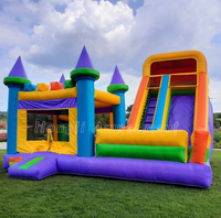 Château gonflable commercial en PVC, design populaire et nouveau, avec toboggan et parcours d'obstacles, taille/couleur personnalisable, logo sur mesure