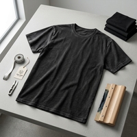 T-shirt personnalisé vintage noir délavé en jersey avec imprimé numérique, col rond, manches courtes, coupe oversize, tricoté, pour homme, style streetwear