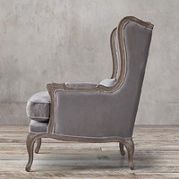 Direkt vom Hersteller: Amerikanischer Landhausstil Massivholz-Sessel mit Armlehnen, Vintage Gewaschene Baumwoll-Leinen-Polsterung für Wohnzimmer