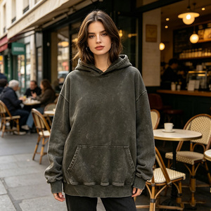 Vente en gros de sweats à capuche streetwear épais, respirants, coupe-vent, surdimensionnés, unisexes - Product Image 5