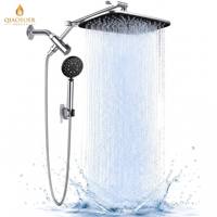 Pommeau de douche combiné effet pluie haute pression 11,8 pouces avec douchette à main et bras d'extension de 15 pouces pour salle de bain principale usage quotidien