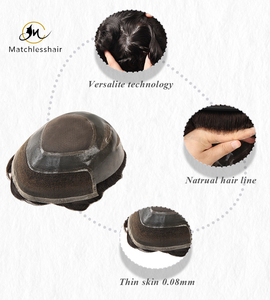 Peluca de hombre tipo <span class=keywords><strong>Oscar</strong></span> personalizada directa de fábrica, tupé de repuesto de cabello indio duradero de 6 pulgadas, sistema de cabello en stock de tamaño 8x10 - Product Image 6