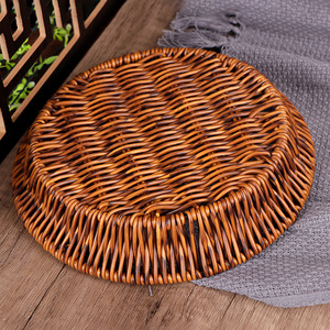 Handmade <b>Plastic</b> Woven Imitation Rattan <b>Basket</b> Circle Stackable Fruit Vegetable Storage <b>Basket</b> Shandong Origin - Product Image 3