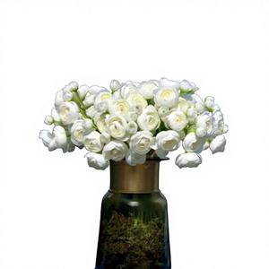 Bouquet de mini lotus artificiel fait main à branches courtes, 6 têtes de camélia, prune, <span class=keywords><strong>rose</strong></span>, décoration florale à main pour mariée - Product Image 2