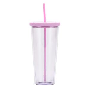 Wholesale <b>Reusable</b> Tumbler Double Layer Plastic Acrylic <b>Cup</b> <b>With</b> <b>Lid</b> for Direct Drinking Custom Logo Option - Product Image 5