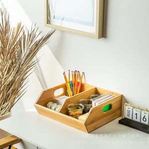<b>Wooden</b> Desktop <b>Storage</b> Box Rectangular Open Top With Compartments For Kitchen Bathroom Organizer - Product Image 2