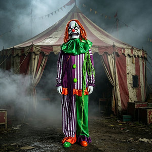 Figura Animatrónica de Halloween, Payaso de Circo Vintage Espeluznante, Accesorio Aterrador para Casa Embrujada, Escape Room, Decoración de Fiestas - Product Image 2