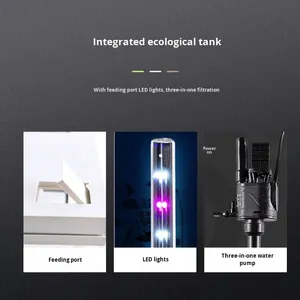 <span class=keywords><strong>Aquarium</strong></span> en verre rectangulaire ultra-clair <span class=keywords><strong>pour</strong></span> usage domestique, configuration écologique de bureau, <span class=keywords><strong>filtre</strong></span> intégré, pas de changement <span class=keywords><strong>d</strong></span>'eau requis, économe en énergie - Product Image 4