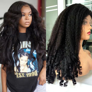 Perruques en dentelle sans colle, densité 250, <span class=keywords><strong>cheveux</strong></span> bouclés Yaki rebondissants, 100% <span class=keywords><strong>cheveux</strong></span> vierges brésiliens bruts, ondulations corporelles crépues 4C, perruques frontales en dentelle 13x4 - Product Image 6