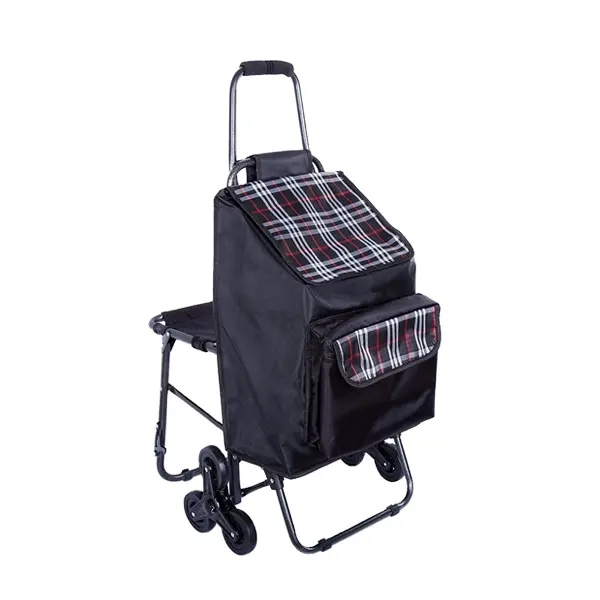 Çok amaçlı hafif tekerlekli alışveriş arabası ön soğutucu çanta ve sandalye