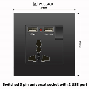 Enchufe de pared negro del Reino Unido de 13A con puerto de carga rápida USB Tipo-C de 18W, enchufe de carga rápida, interruptor de pared con 14 tomas. - Product Image 6