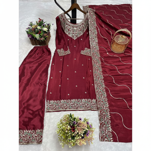 Hermosos Kurti y Dupatta bordados para fiestas-Ropa india y pakistaní - Product Image 1