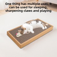 Vente en gros transfrontalière usine Zhejiang : Griffoir pour chat en carton ondulé durable, anti-ennui, avec herbe à chat et souris décorées