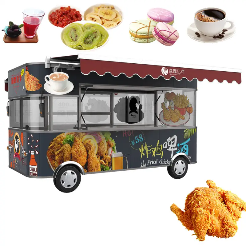 2024 Fast Electric Food Truck Stainless Steel Dining Car for Sale Europe Hot Dog Food Vending Cart with CE Certification