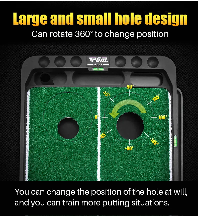 PGM TL010 Wholesale Adjustable Hole And Slope Track Artificial Grass Golf Putting Mat