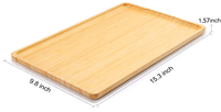 Plateau de service en bambou avec poignées Ottoman & Party Grande taille Plateau à thé en bois Plateau à fromage Plateau à café - 15x10 pouces