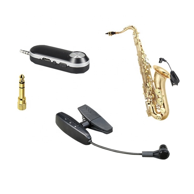 Saxophone Wireless Microphone Instrument Universal Professional with Small Receiver