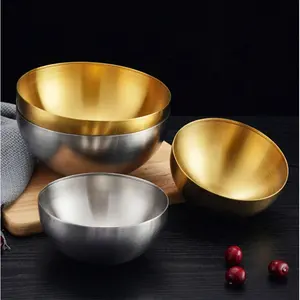 Bol <span class=keywords><strong>Ramen</strong></span> multifonctionnel en acier inoxydable doré 201 cuisine haute capacité Restaurant Maison Salade Fruits Riz Bols - Product Image 1