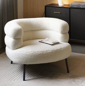 Wool single-person <b>sofa</b> lambskin plush <b>sofa</b> <b>for</b> living room bedroom cloakroom relaxation and dressing chair makeup chair - Product Image 1