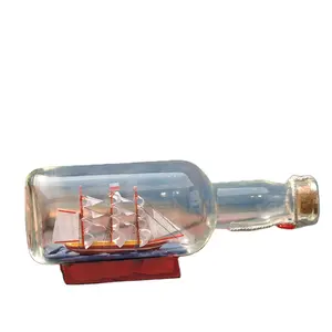 Expédition dans la bouteille, bateau de bouteille nautique, (21x6,5 cm), bouteille de flotteurs en verre