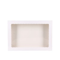 Boîte en papier rectangulaire blanche personnalisée pour bonbons/chocolats/beignets/macarons/biscuits/desserts avec fenêtre transparente