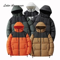 Veste d'hiver pour hommes à capuche épaisse rembourrée manteau à bulles col montant Patchwork Design Street Wear teint manteau d'hiver bouffant