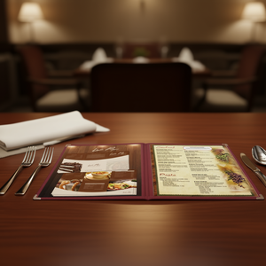 Cubierta para Menú Borgoña de 1 Volumen y 2 Páginas, 8.5x11 pulgadas, D0100HEDL3Y para Hoteles y Restaurantes - Product Image 2