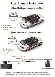 BELOAUTO Black Box Car Vehicle Security 3 Cámara 1080P 2,0 "Pantalla 170 Angle Hidden Dash Cam WiFi Night Vision Traffic - Product Image 4