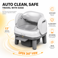 HearthPaws KCL004 Bac à litière intelligent autonettoyant pour chat, vue à 360°, contrôle par application, sécurité à 4 niveaux, silencieux 35 dB, bac à déchets de 11 L