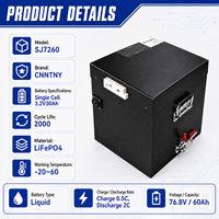 Motor Listrik Bertenaga Tinggi 76.8V 60Ah Baterai LiFePO4 2000 Siklus Pengosongan 2C Dibangun dengan Paket Sel 3.2V 30Ah