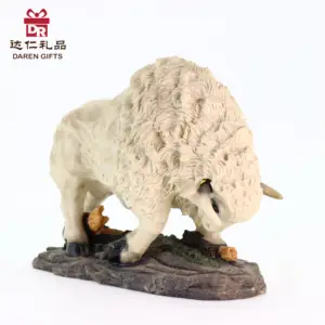 קישוטי בעלי חיים שרף מתנות שולחן עבודה כבשים אמיתיים לבית גן פסל דקור אמנות שרף