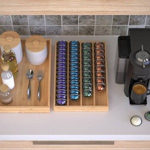 Support extensible pour dosettes de café en bambou, rangement pour sachets de thé et capsules, grande capacité, organisateur de cuisine - Product Image 3