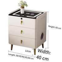 Table de nuit moderne avec station de charge secrète et finition en cuir pour la chambre à coucher avec garantie de service