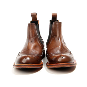 Bottines Chelsea pour hommes, bottines à lacets, cuir de vachette pleine fleur brun, couleur patinée à la main, 531 3 - Product Image 4